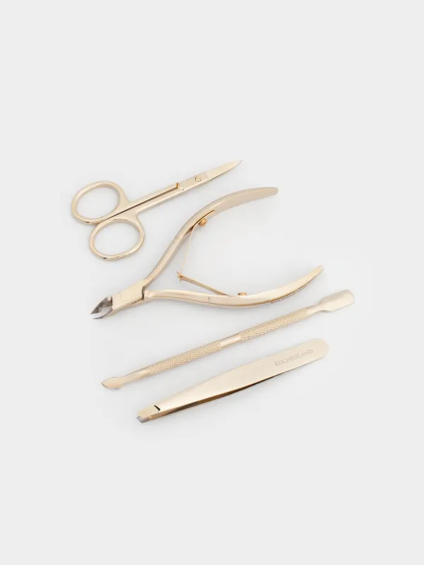 Маникюр жиынтығы, 4 зат, құтыда, болат/полиуретан, алтын, Manicure gold, image-3