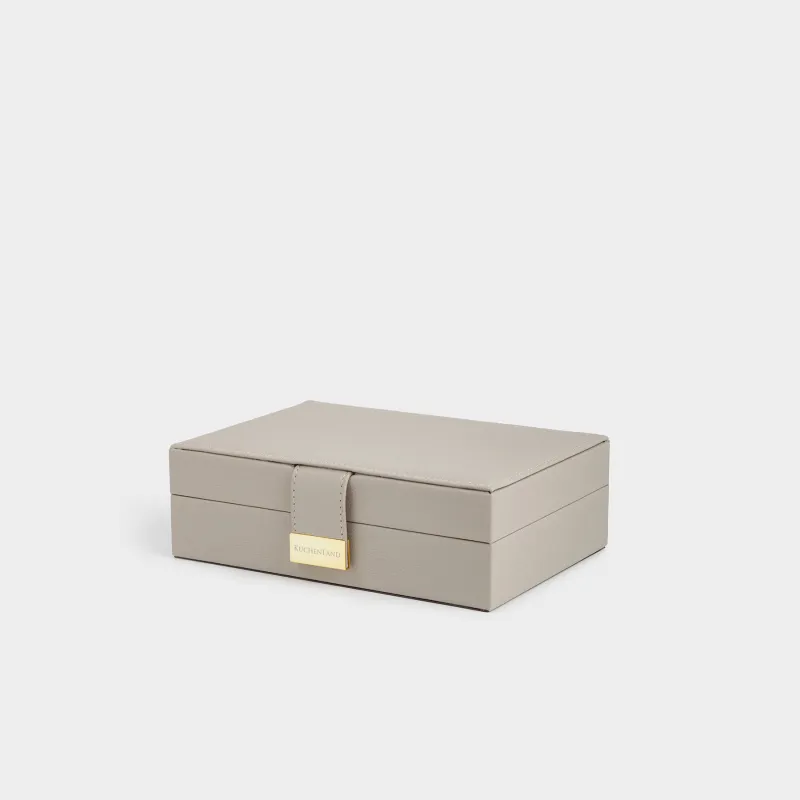 Шкатулка для украшений, 20х15 см, с зеркалом, дерево/искусственная кожа, бежевая, Premiere one