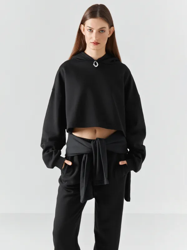 Әйелдерге арналған худи, өлшемі XS, мақта/полиэстер, қара, Fidelma, image-1