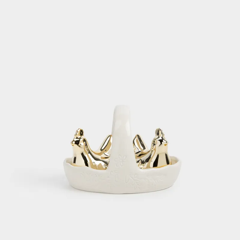 Набор для соли и перца, 7 см, на подставке, керамика D, молочно-золотистый, Rustic Easter