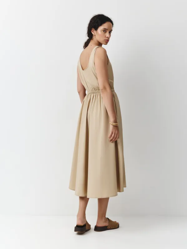 Әйелдер көйлегі, миди, өлшемі XS, мақта, түймелері бар, сарғылт-қоңыр, Selma, image-3