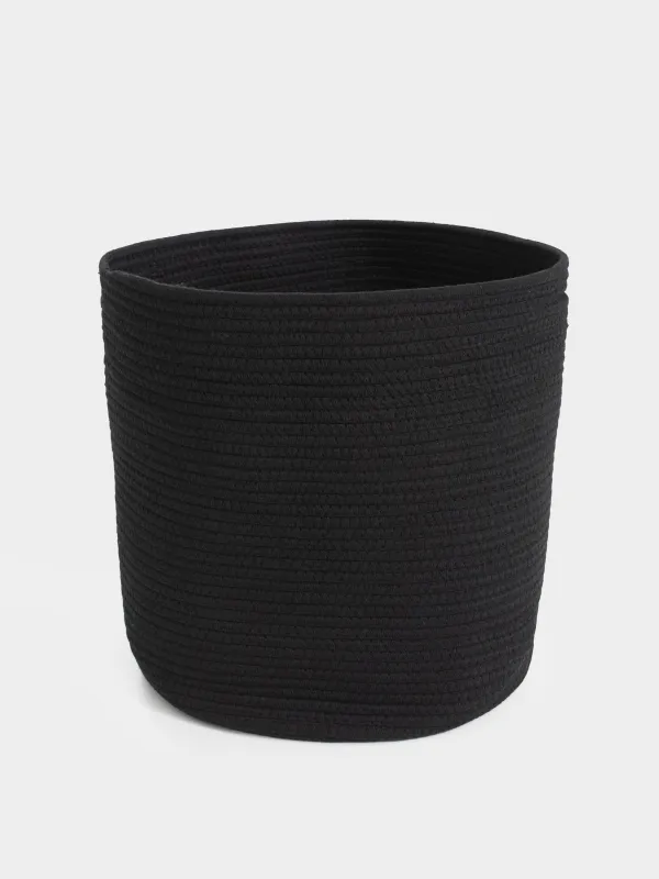 Сумка для хранения белья, 38х40 см, с ручками, хлопок, круглая, черная, Tote, image-3