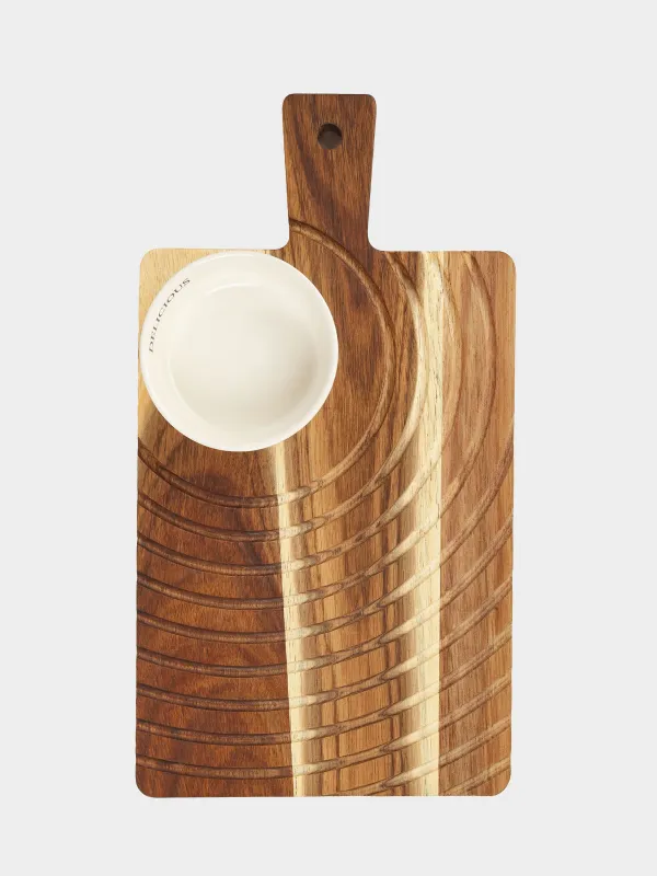 Блюдо для закусок, 33х18 см, с пиалой, Фактурные линии, Noble flow, image-3