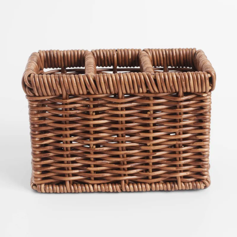 Подставка для кухонных принадлежностей, 14х10 см, 3 отд, ротанг, коричневая, Blendy