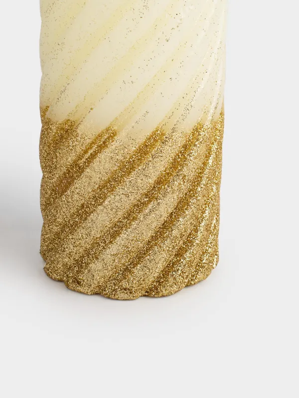 Свеча, 8х14 см, цилиндрическая, с блестками, Spiral shap, image-3
