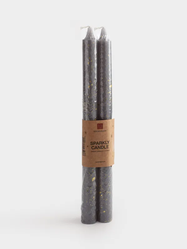 Шам, 25 см, 2 дана, жіңішке, сұр, алтын дақты, Sparkly candle, image-3