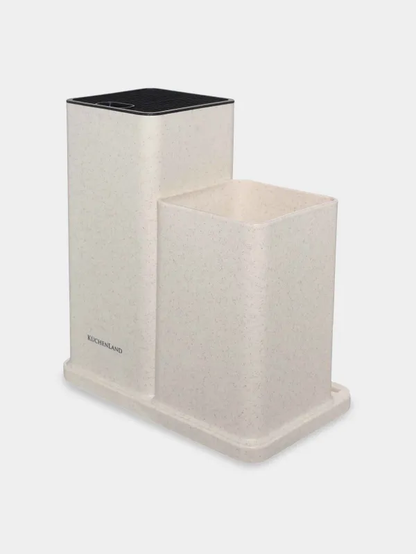 Подставка для ножей и кухонных принадлежностей, 23 см, 2 отд, пластик, молочная, Speck-light, image-1