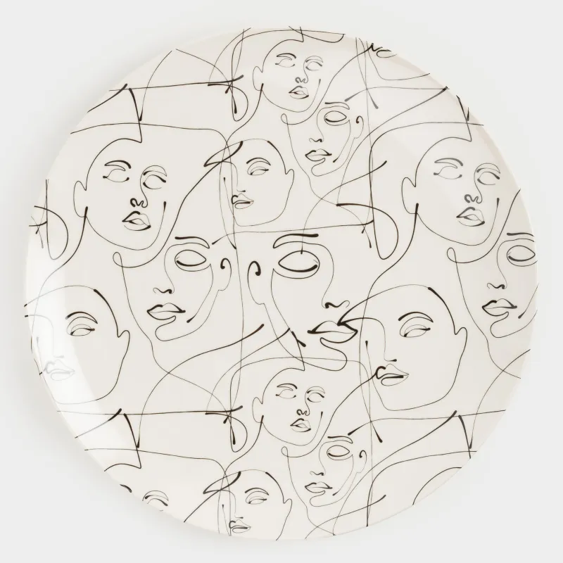 Түскі ас тәрелкесі, 27 см, 2 дана, фарфор N, сүт түстес, Абстрактті беттер, Face, image-2