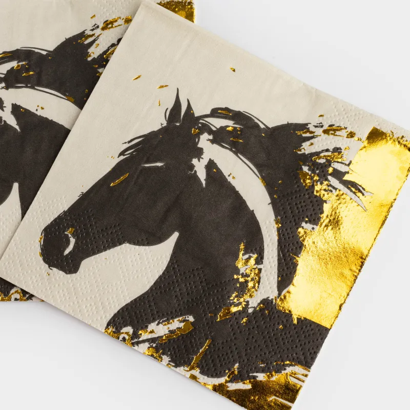 Қағаз майлықтар, 21х21 см, 20 дана, төртбұрышты сарғылт-қоңыр, Жылқы эскизі, Horse, image-4