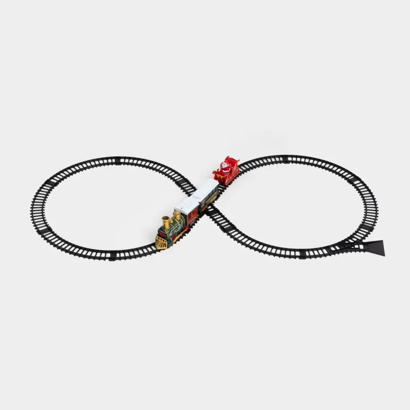 Ойыншық теміржол, S, музыкалық, жарықтандырылған, пластик, Шанадағы Аяз ата, Game rail