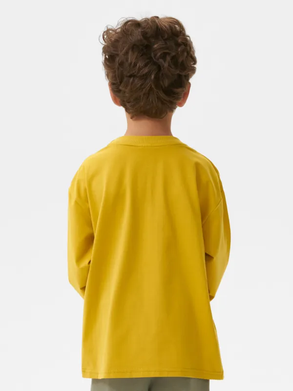 Лонгслив детский, для мальчиков, хлопок/спандекс, горчичный, Carson, image-5