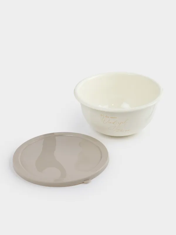 Тостаған, 1,8 л, қақпағы бар, эмальданған металл/пластик, сүт түстес, Бұтақтар, Autumn enamel, image-5