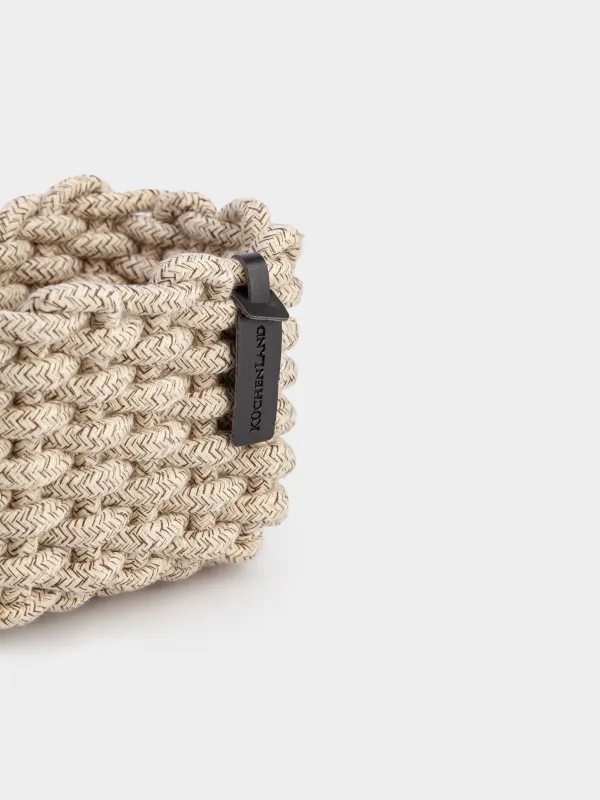 Корзина для хранения, 15х20х13 см, хлопок/полиэстер, прямоугольная, бежевая, Cozy striped, image-2