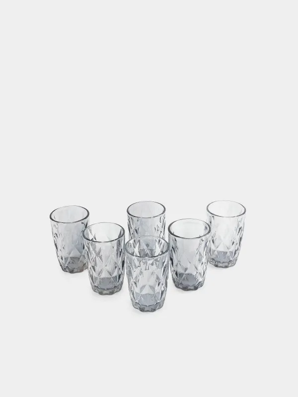 Стақан, 12 см, 340 мл, 6 дана, шыны Р, сұр, Rhomb color, image-1