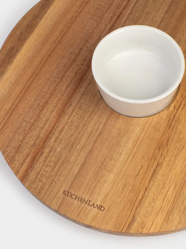 Дәмтатымдарға арналған табақ, 30 см, пиаласы бар, айналмалы, ағаш/фарфор P, Noble tree, image-5