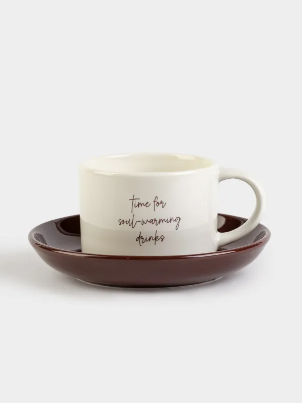 Пара чайная, 1 перс, 2 пр, 200 мл, фарфор N, молочно-коричневая, Magic moments, image-0