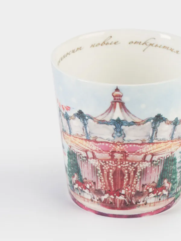 Кружка, 450 мл, фарфор F, с золотистым кантом, Карусель с лошадками, Carousel, image-2