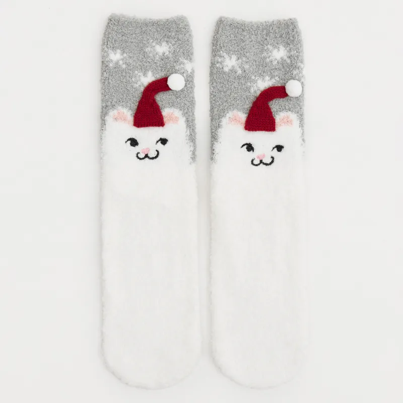 Носки домашние, в коробке, серо-молочные, Merry