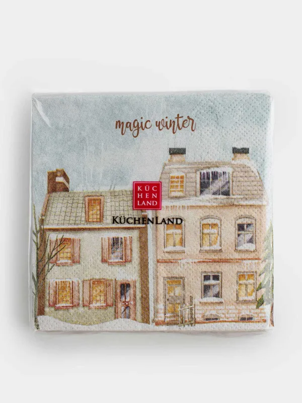 Қағаз майлықтар, 21х21 см, 20 дана, төртбұрышты, ақ, Үйлер, House built, image-4