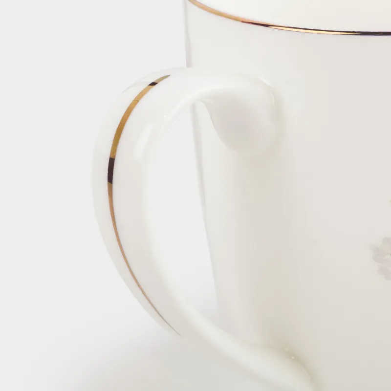 Кружка, 370 мл, фарфор F, белая, с золотистым кантом, Кролик в цветах, Easter, image-2