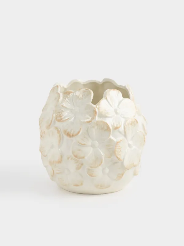 Гүл вазасы, 21 см, сәндік, фарфор P, сүт түстес, Гүлдер, Bloome, image-0