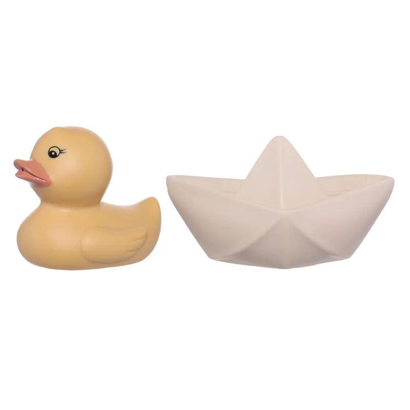 Шомылуға арналған ойыншықтар жиынтығы, 2 зат, ПВХ, сарғылт, Үйрек/Қайық, Kiddy