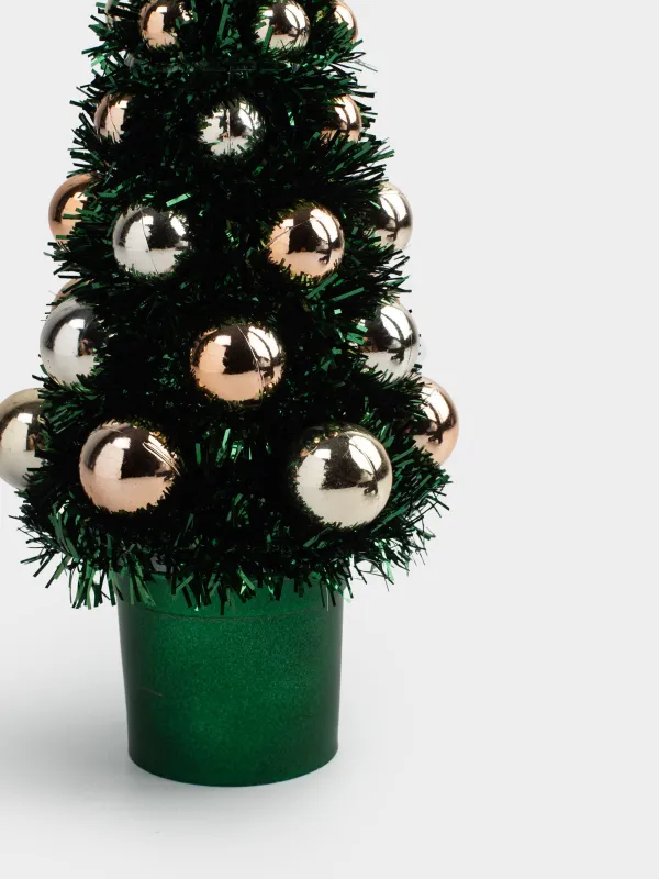 Жасанды шырша, 21 см, шырша жылтырағы/пластик, жасыл, Шарлары бар шырша, Tinsel christmas, image-2