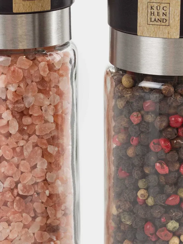 Мельница для специй, 16 см, 2 шт, механическая, стекло/пластик, Соль/Перец, Spices, image-2