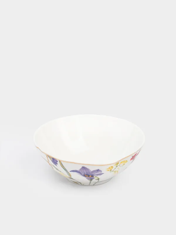Салатник, 16x6 см, 430 мл, фарфор N, белый, с золотистым кантом, Цветы, Night flower, image-1