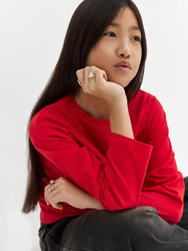 Балаларға арналған лонгслив, өлшемі 104 см, мақта, қызыл, Бұғы, Amelia, image-10