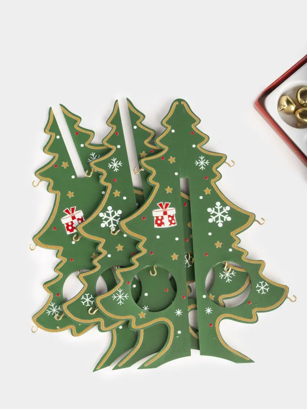 Статуэтка, 18 см, с подвесками, МДФ, зеленая, Ель с игрушками, Christmas style, image-5