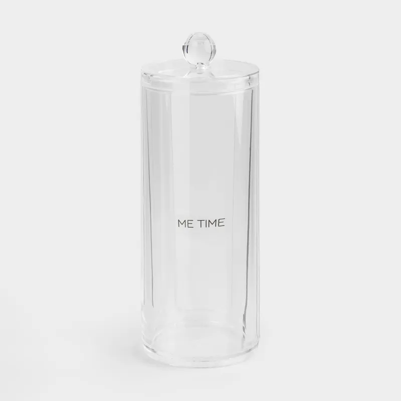 Контейнер для ватных дисков, 7х20 см, с крышкой, пластик, Basic font