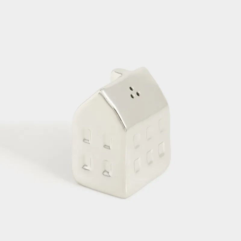 Тұз немесе бұрышқа арналған ыдыс, 6 см, фарфор Р, алтын, Үй, House shape