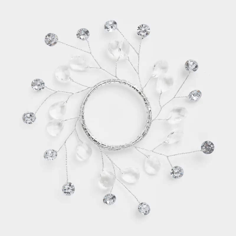 Майлық сақинасы, 5 см, акрил/металл, күміс, Кристалдар, Crystal decor