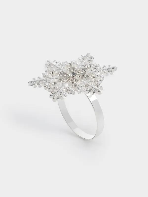 Майлықтарға арналған сақина, 5 см, металл, күміс түстес, Қар ұшқыны, Snowfall, image-0