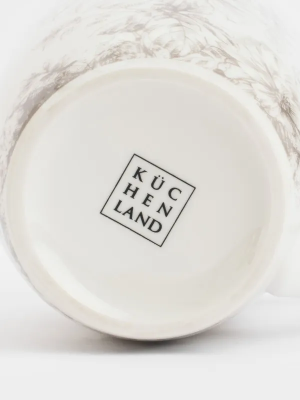 Кружка, 350 мл, 2 шт, фарфор P, белый, Бежевые цветы, Maleo, image-3