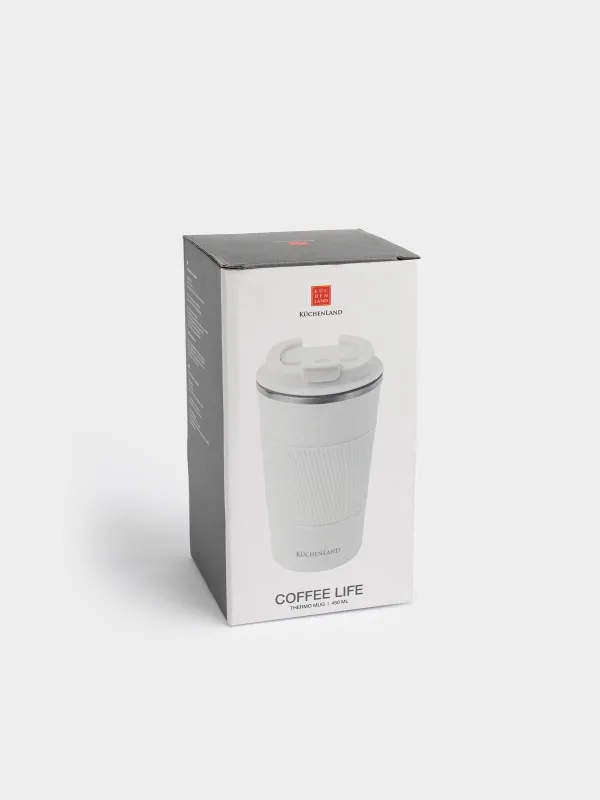 Термо саптыаяқ, 500 мл, зарфы бар, болат/пластик/силикон, сарғылт-қоңыр, Coffee life, image-5