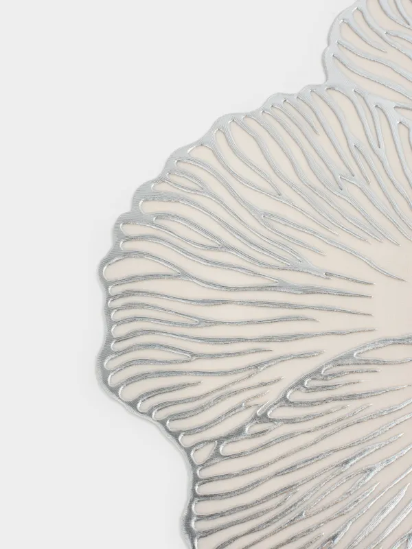 Салфетка под приборы, 37 см, ПВХ, фигурная, серебристо-серая, Цветок, Azhur form, image-2