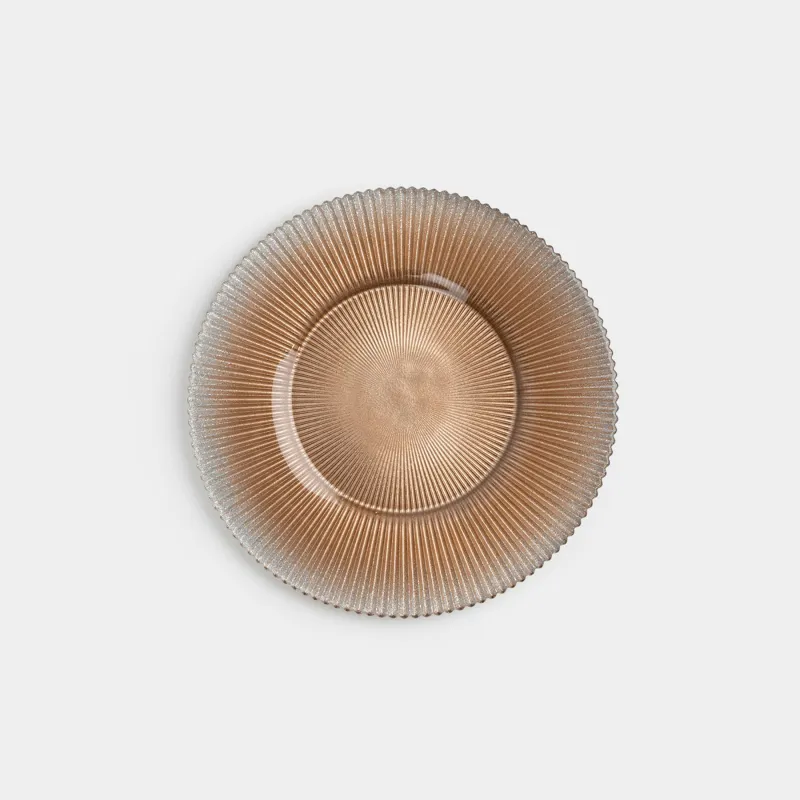 Тіскебасар тәрелкесі, 23 см, Р шынысы, алтын түстес, Ribby color