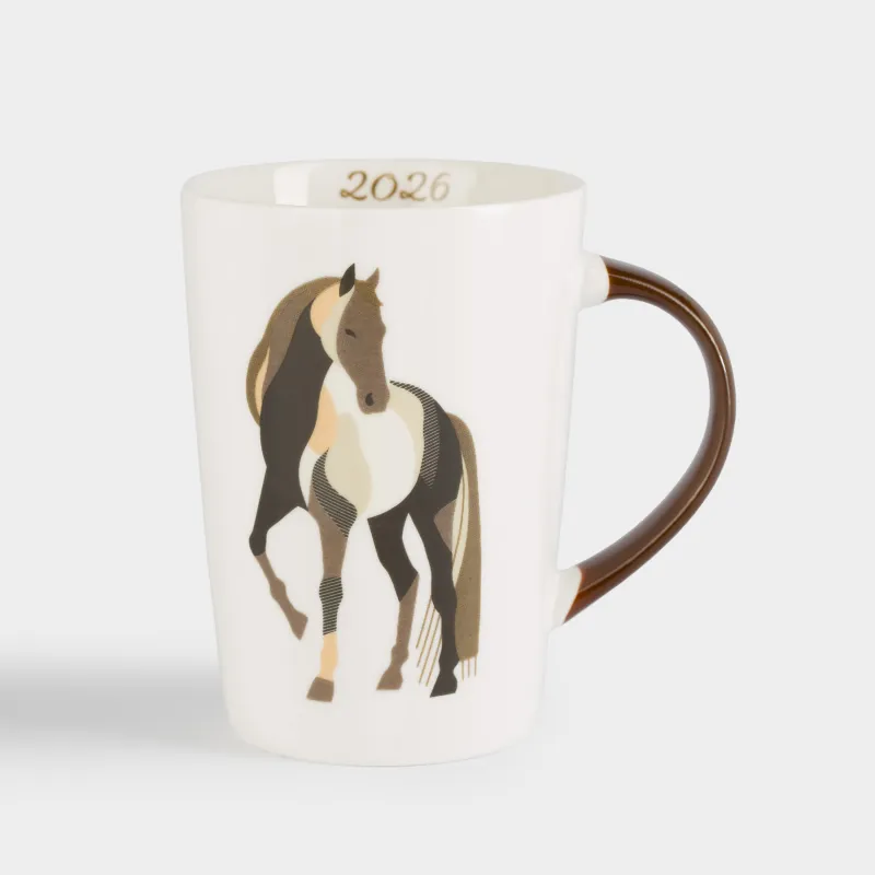 Саптыаяқ, 420 мл, фарфор N, ақ-қоңыр, Жылқы, Horse art