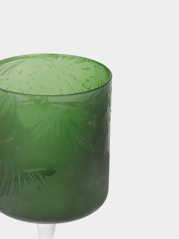 Шам ұстағыш, 20 см, шай шамына арналған, аяқты, шыны, қоңыр-күміс, Жылқылар, Horses art, image-2