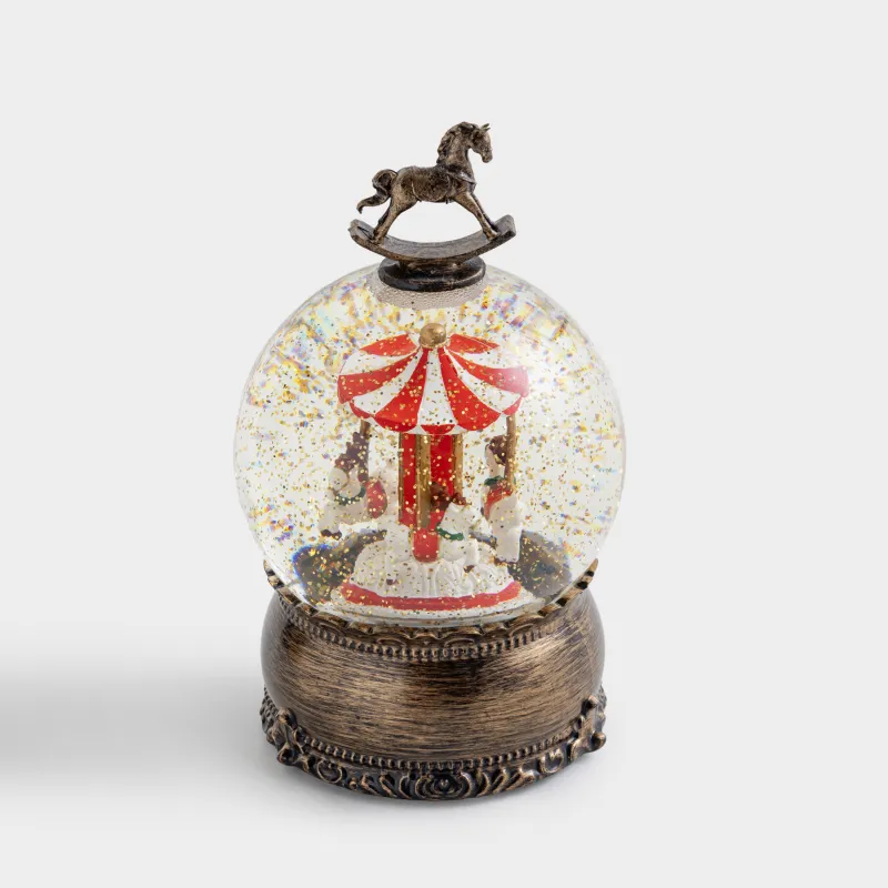 Қар шамы, 20 см, жарықтандырылған, пластик, қола, Айналма әткеншек, Bronze style