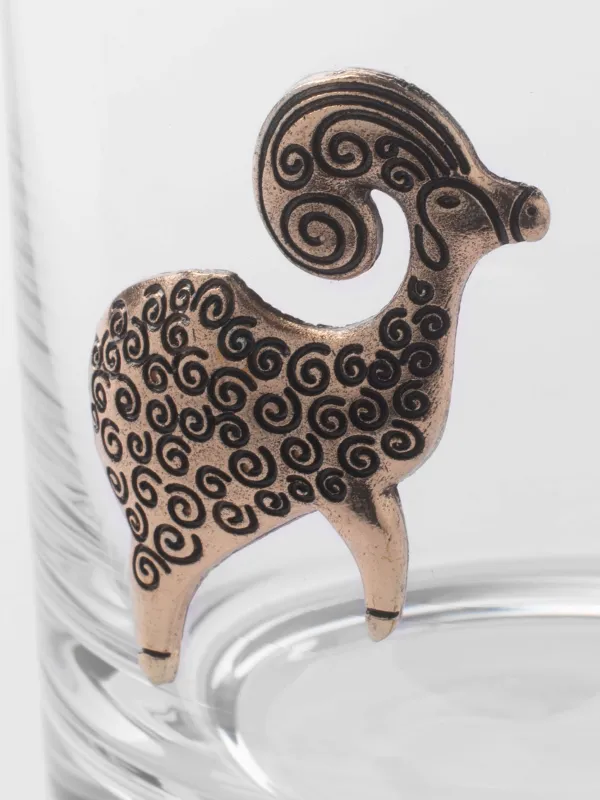 Виски стақаны, 10 см, 340 мл, шыны/металл, алтын, Тоқты, Zodiac, image-4