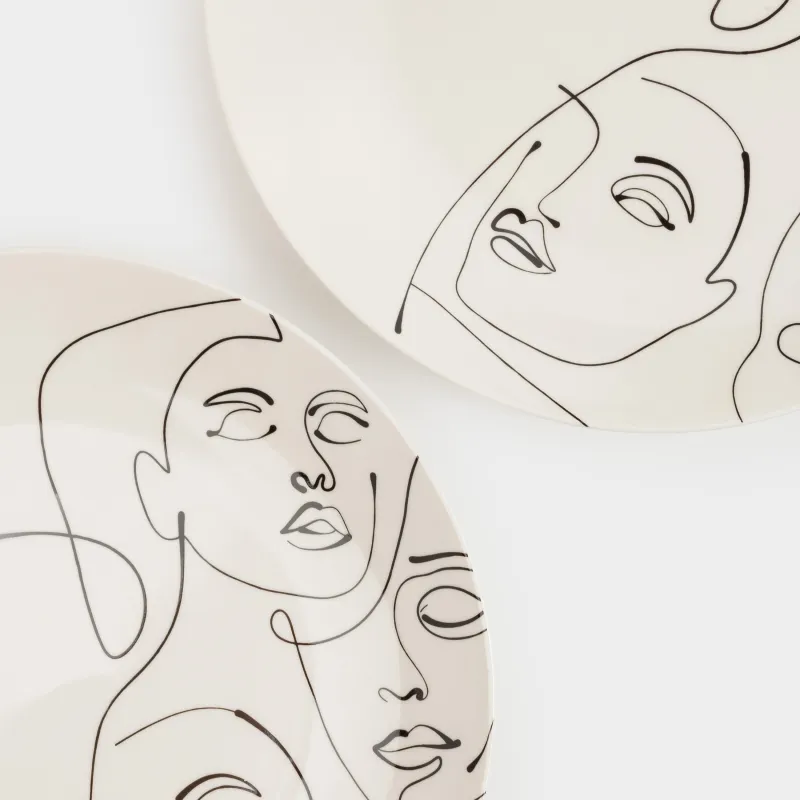 Тіскебасар тәрелкесі, 23 см, 2 дана, фарфор N, сүт түстес, Абстрактті беттер, Face, image-4