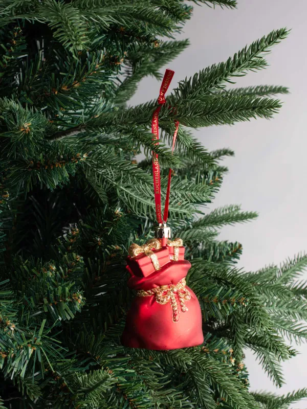 Игрушка елочная, 7х9 см, пластик, с блестками, красная, Мешок с подарками, Figure christmas, image-2