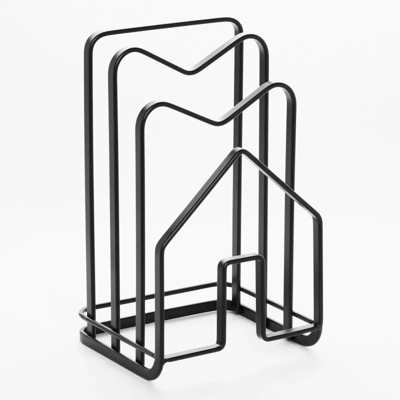 Кесу тақталары мен қақпақтарын ұйымдастырушы стенд, 21x12 см, 3 PD, металл, қара, үй, Twist black