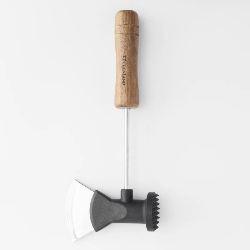 Молоток для отбивания мяса, 28 см, с топориком, сталь/дерево, Black style