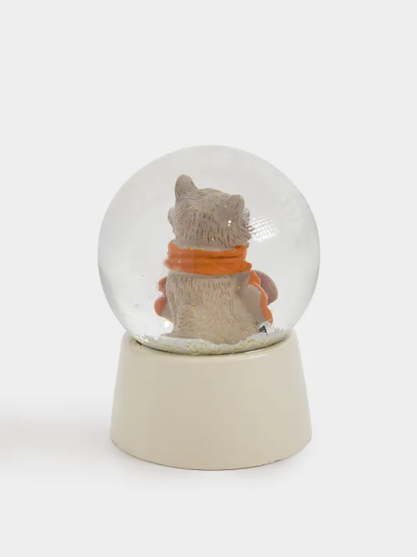 Қарлы шар, 6 см, шыны/полирезин, сүт түстес, Саңырауқұлақ қосылған жанат, Forest animals, image-3