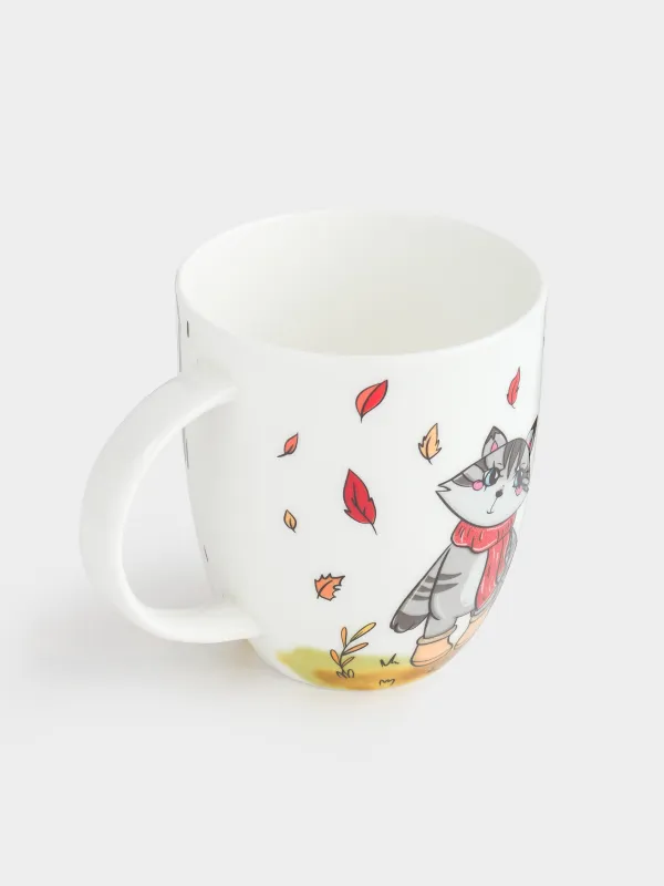 Кружка, 400 мл, фарфор F, белая, Еноты, Forest animals, image-1