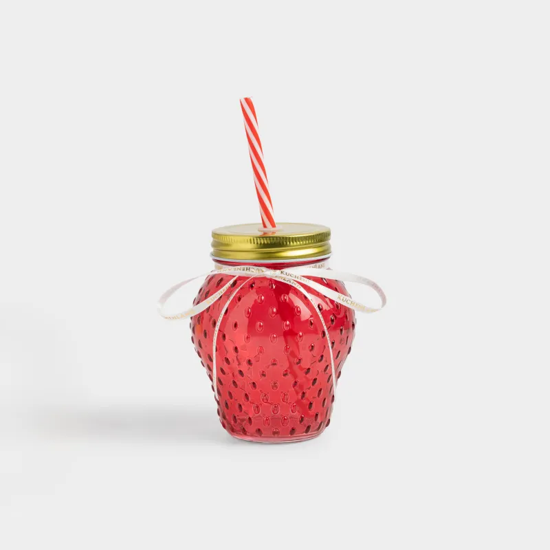 Банка для напитков, 450 мл, с трубочкой, Клубника, Summer drink